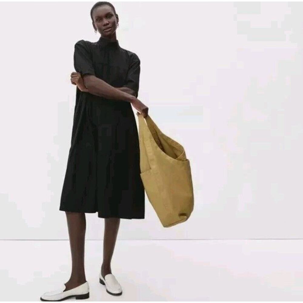 Everlane The Tiered Mock Neck Dress in Black Size X Small